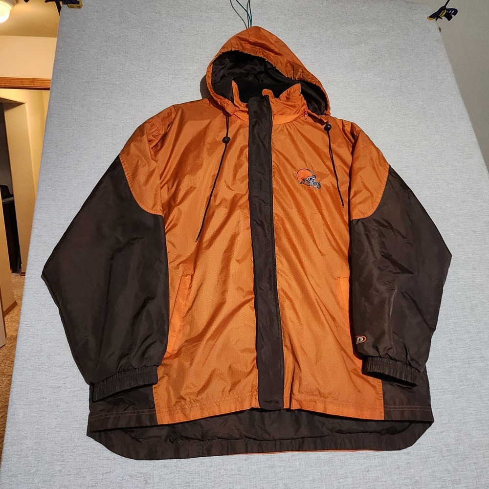 Pro Player Cleveland Browns Jacket Mens XL Orange Brown Vintage NFL Jacket